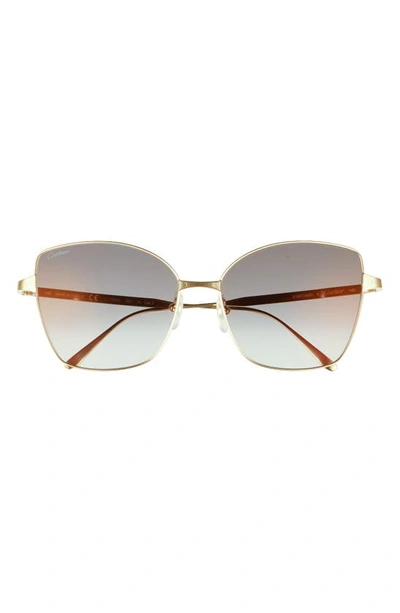 Shop Cartier 59mm Cat Eye Sunglasses In Gold