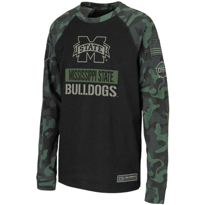 Shop Colosseum Youth  Black/camo Mississippi State Bulldogs Oht Military Appreciation Raglan Long Sleeve T