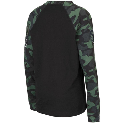 Shop Colosseum Youth  Black/camo Mississippi State Bulldogs Oht Military Appreciation Raglan Long Sleeve T