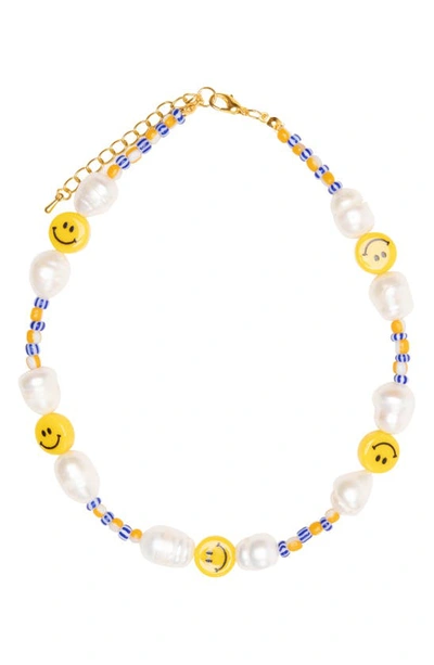 Shop Petit Moments Victoria Smiley Bead Cultured Pearl Necklace In Multi
