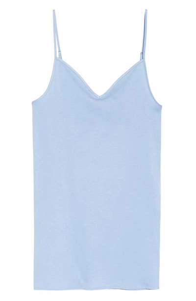 Shop Hanro Seamless V-neck Cotton Camisole In Blue Moon