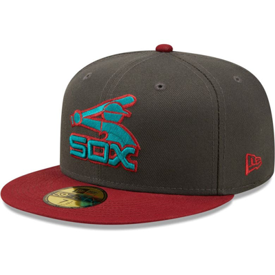 Shop New Era Graphite/cardinal Chicago White Sox Cooperstown Collection 95 Years Titlewave 59fifty Fitted