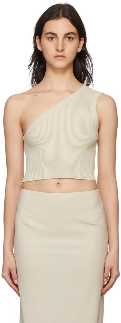 Jacquemus Asymmetrical Crop Top In 110 Off-white