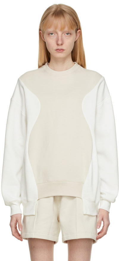 Shop Vaara White & Beige Patchwork Sweatshirt In Ivory