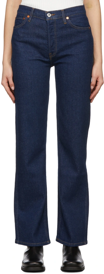 Shop Re/done Indigo 90's High Rise Loose Jeans In Rigid Like