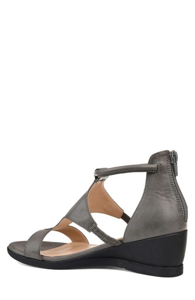 Shop Journee Collection Trayle Wedge Sandal In Grey