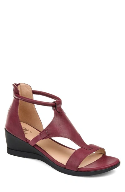 Shop Journee Collection Trayle Wedge Sandal In Wine