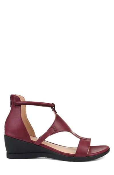 Shop Journee Collection Trayle Wedge Sandal In Wine