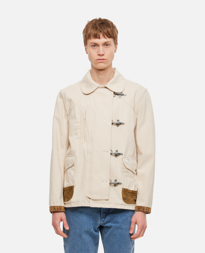 Shop Fay Cotton Caban Jacket In Beige