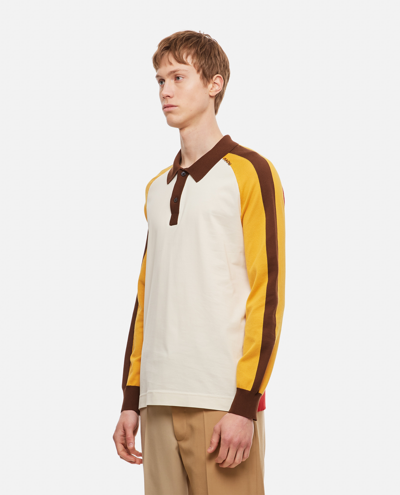 Shop Marni Colour-block Cotton Polo Shirt In White