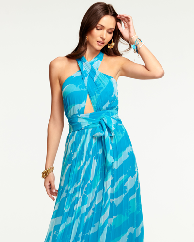 Shop Ramy Brook Printed Zoya Halter Maxi Dress In Lagoon