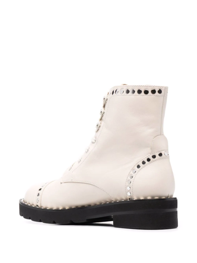 Shop Stuart Weitzman Mila Lift Studded Boots In Neutrals