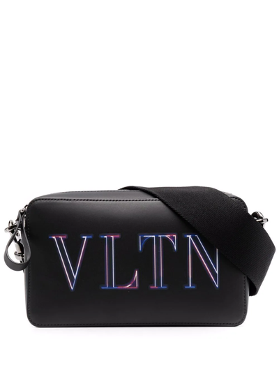 Shop Valentino Neon Vltn Crossbody Bag In Black