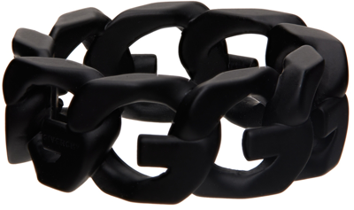 Shop Givenchy Black G Chain Enamel Ring In 001-black