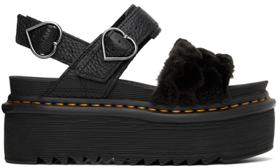 Shop Dr. Martens' Black Faux-fur Voss Quad Fluffy Platform Sandals
