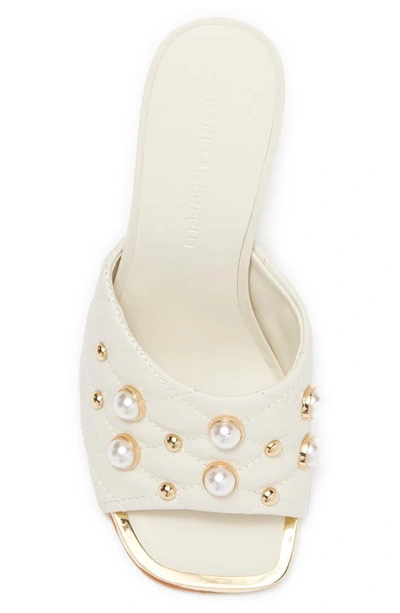 Karl Lagerfeld Amina Studded Heeled Mule In Ecru
