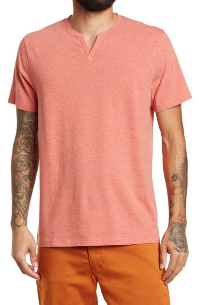 Shop Abound Short Sleeve Textured Notch Neck Tee In Red Mineral Reverse Chill Heat