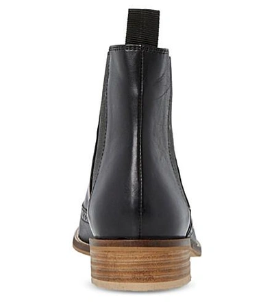 Shop Dune Quentin Leather Brogue Chelsea Boots In Black-leather