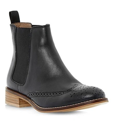 Shop Dune Quentin Leather Brogue Chelsea Boots In Black-leather