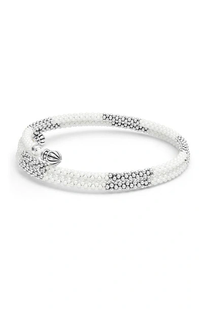 Lagos Sterling Silver White Ceramic Bead Coil Bracelet In White
