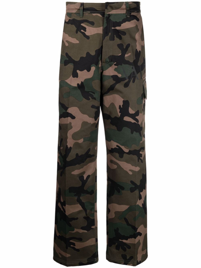 Shop Valentino Camouflage Trousers In Multi