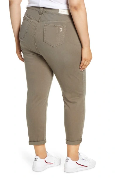 Slink Jeans High Waist Distressed Ankle Boyfriend Jeans In Dark Olive