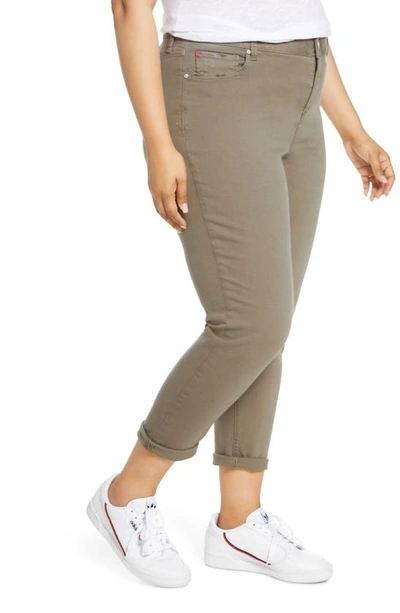 Slink Jeans High Waist Distressed Ankle Boyfriend Jeans In Dark Olive