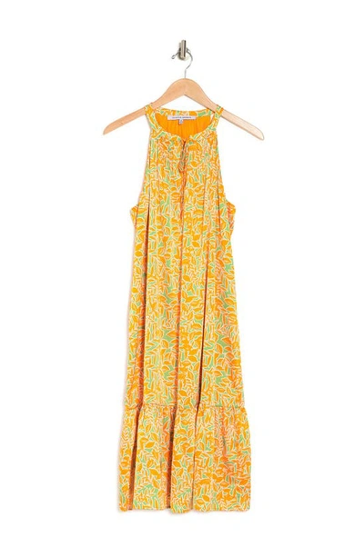 Shop Collective Concepts Satin Sleeveless Maxi Dress In Orange/ Green