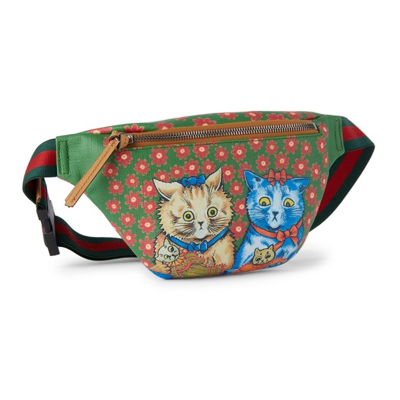 Shop Gucci Kids Green Cat Print Belt Bag In 3775 Trop.rai.mu/ca.