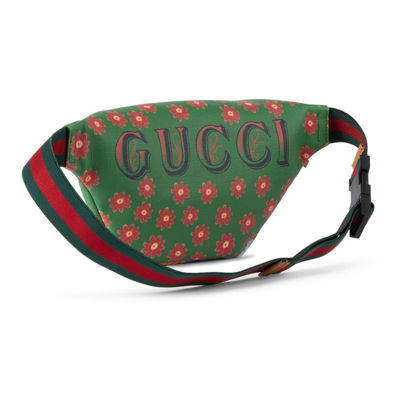 Shop Gucci Kids Green Cat Print Belt Bag In 3775 Trop.rai.mu/ca.