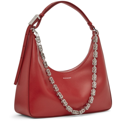 Shop Givenchy Red Small Moon Cut Out Shoulder Bag In 601 Red