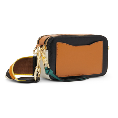 Shop Marc Jacobs Black & Orange 'the Snapshot' Shoulder Bag In 012 Black/honey Ging