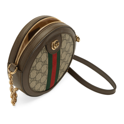 Shop Gucci Beige Mini Gg Supreme Round Ophidia Bag In 8745 B Eb N Acero Vr