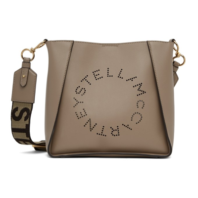 Shop Stella Mccartney Taupe Logo Crossbody Bag In 2800 Moss