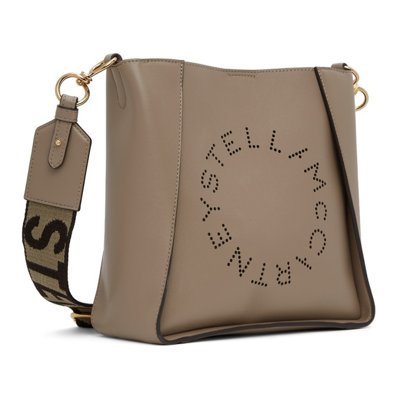 Shop Stella Mccartney Taupe Logo Crossbody Bag In 2800 Moss