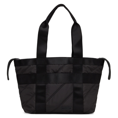 Shop Ganni Black Quilted Recycled Tote In 099 Black