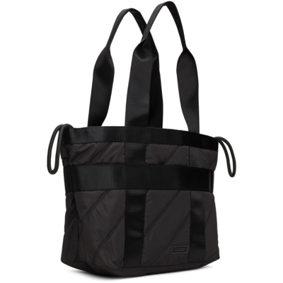Shop Ganni Black Quilted Recycled Tote In 099 Black