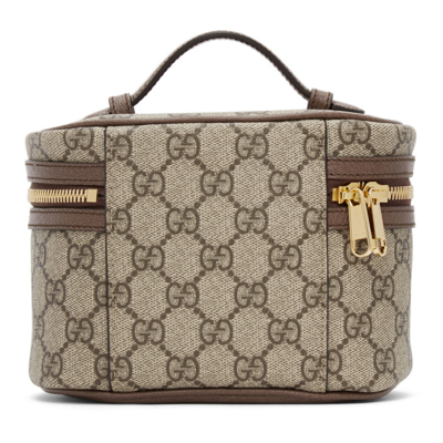 Shop Gucci Beige Gg Supreme Ophidia Cosmetic Case In 8745 B.eb/n.acero/vr