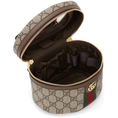 Shop Gucci Beige Gg Supreme Ophidia Cosmetic Case In 8745 B.eb/n.acero/vr