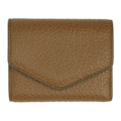 Shop Maison Margiela Brown Leather Envelope Trifold Wallet In T2160 Cumin