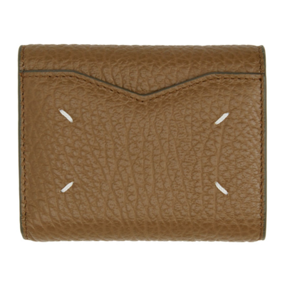 Shop Maison Margiela Brown Leather Envelope Trifold Wallet In T2160 Cumin