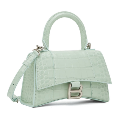 Shop Balenciaga Green Xs Hourglass Bag In 3906 Light Green