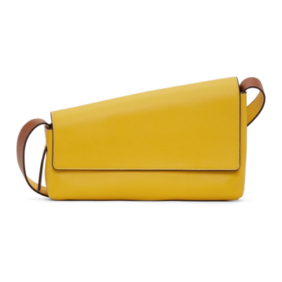 Acute Flap Leather Shoulder Bag In Goldietan