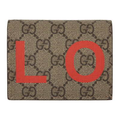 Shop Gucci Beige & Red Gg Valentine's Day Card Holder In 8739 Be.eb.new Gera/