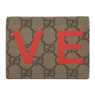 Shop Gucci Beige & Red Gg Valentine's Day Card Holder In 8739 Be.eb.new Gera/