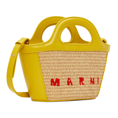 Shop Marni Yellow Micro Tropicalia Tote In Z3o93 Sand Storm+aci