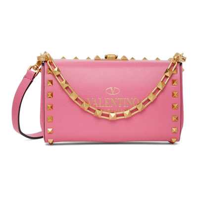 Shop Valentino Pink Rockstud Alcove Clutch Bag In Hw4 Feminine