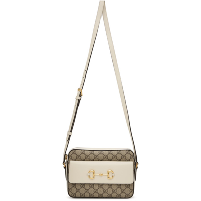 Shop Gucci Beige Small ' 1955' Horsebit Bag In 9761 B.ebony/m.white