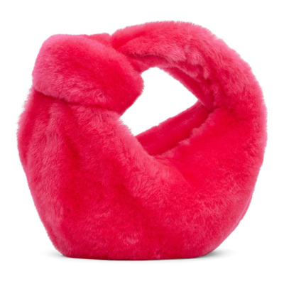 Shop Bottega Veneta Pink Shearling Mini Jodie Bag In 5529 Lollipop/gold