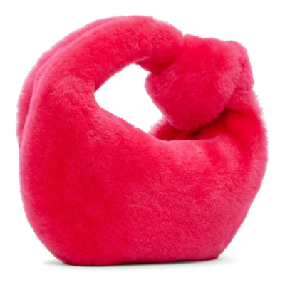 Shop Bottega Veneta Pink Shearling Mini Jodie Bag In 5529 Lollipop/gold